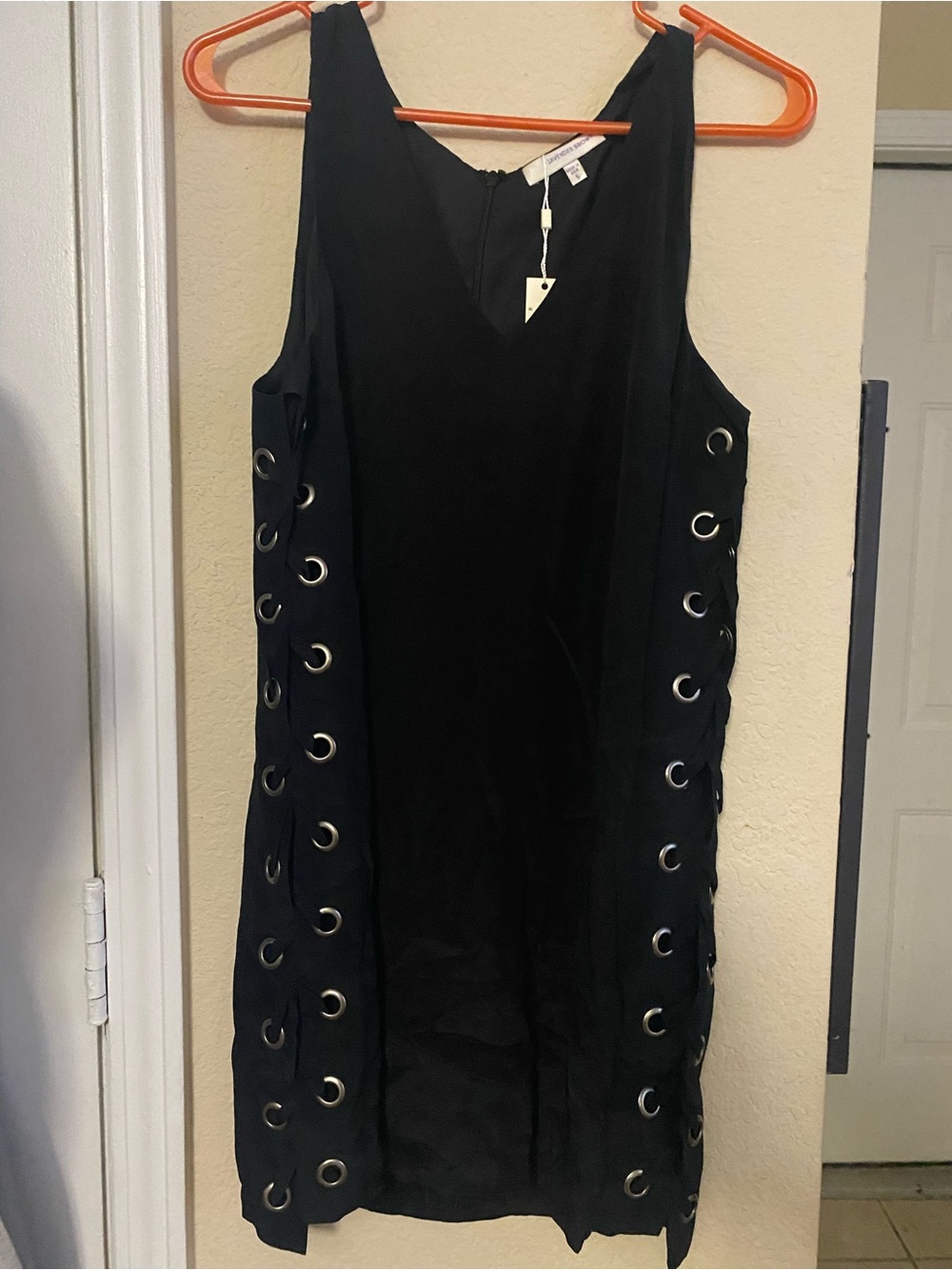 Lavender Brown Black V-Neck Shift Dress